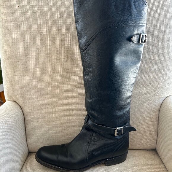 FRYE DORADO TALL BLACK BOOTS - Picture 1 of 6